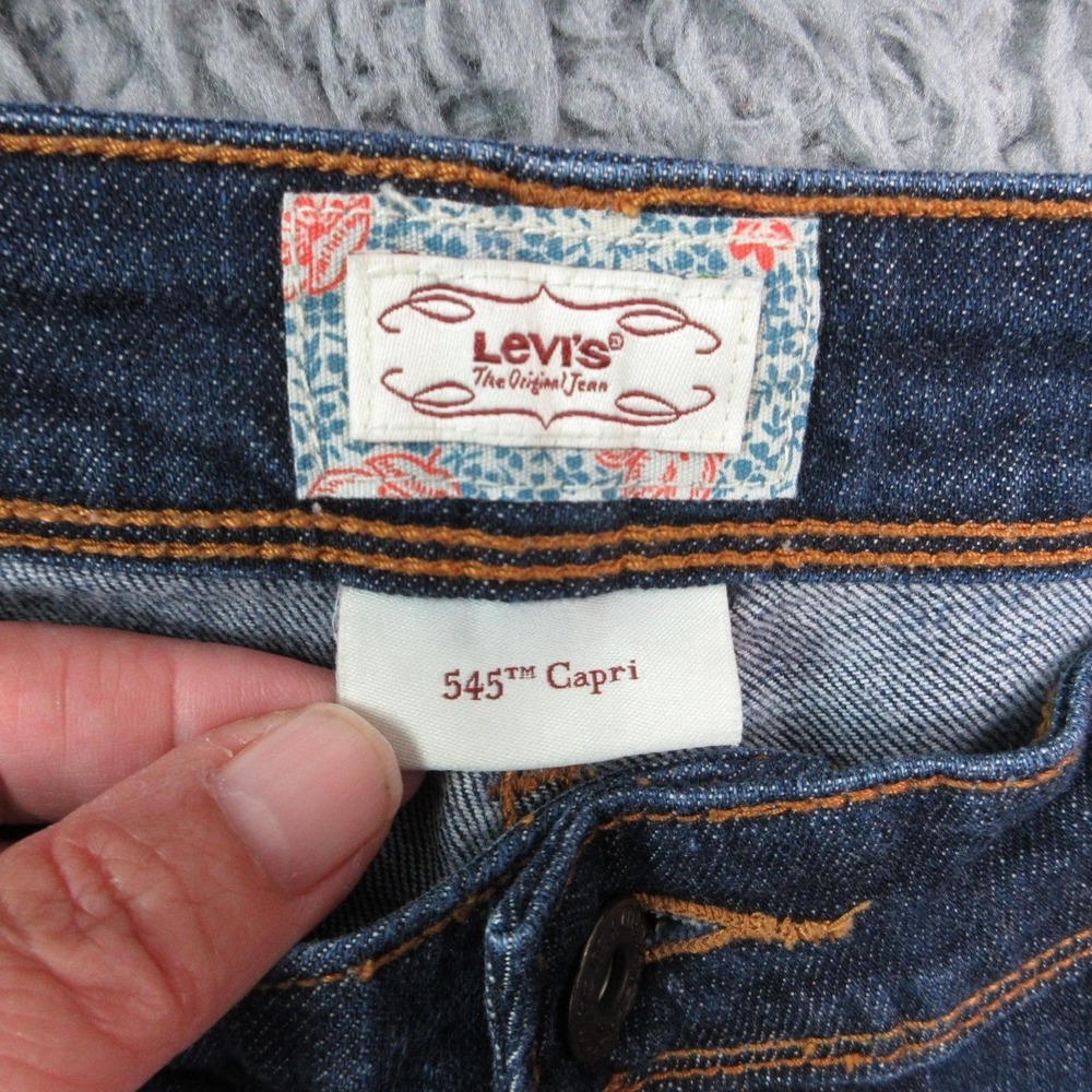 Levi's Jeans Womens 10 Blue 545 Capri Relaxed Stretch Cuffed Mid Rise 32x19.5* - Picture 11 of 16